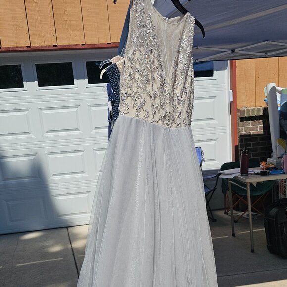 Beautiful Light Grey Sheer Tulle, Beaded Top, SIZE 8 from E-DRESSIT - Picture 2 of 4